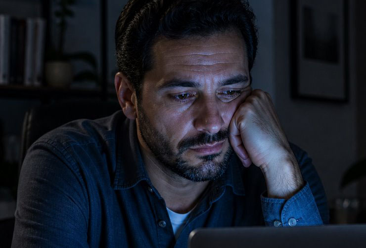 Candidato desanimado sem resposta de emprego